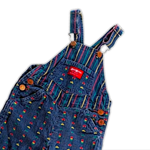 OshKosh B'gosh Other - Vintage Osh Kosh Size 24 months Embroidered Cars Traffic Stripes Overalls
